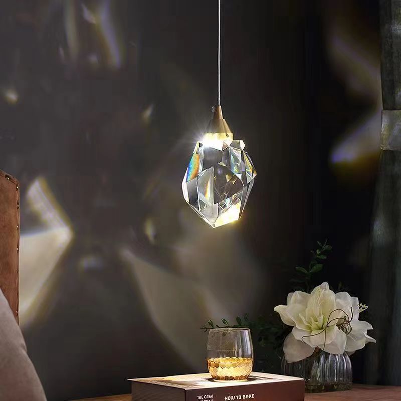 Lisslune | Luxury Diamond Cube Crystal Iron LED Pendant Light For Bedroom