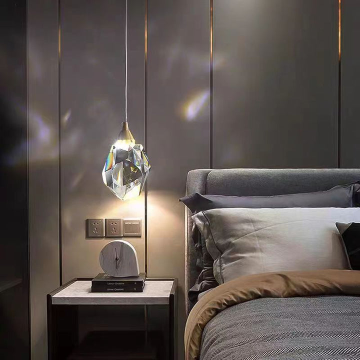 Lisslune | Luxury Diamond Cube Crystal Iron LED Pendant Light For Bedroom