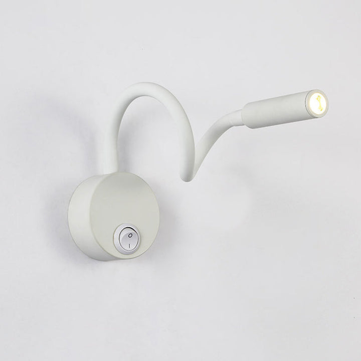 Lisslune | Modern Minimalist Iron Round Flexible Bend Tube LED Reading Lamp Wall Sconce Lamp for Bedroom