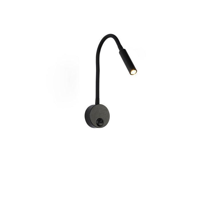 Lisslune | Modern Minimalist Iron Round Flexible Bend Tube LED Reading Lamp Wall Sconce Lamp for Bedroom