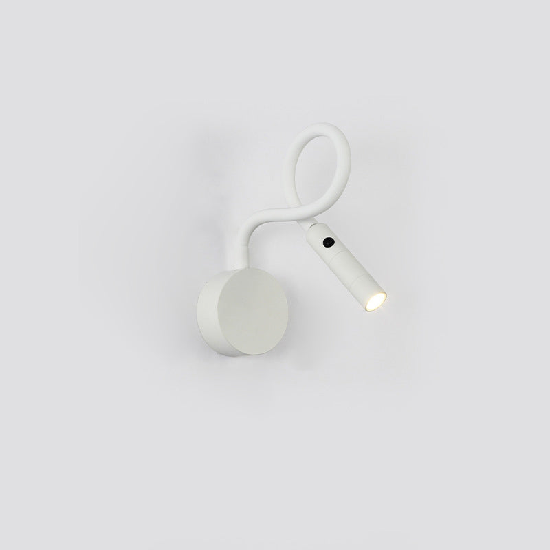 Lisslune | Modern Minimalist Iron Round Flexible Bend Tube LED Reading Lamp Wall Sconce Lamp for Bedroom