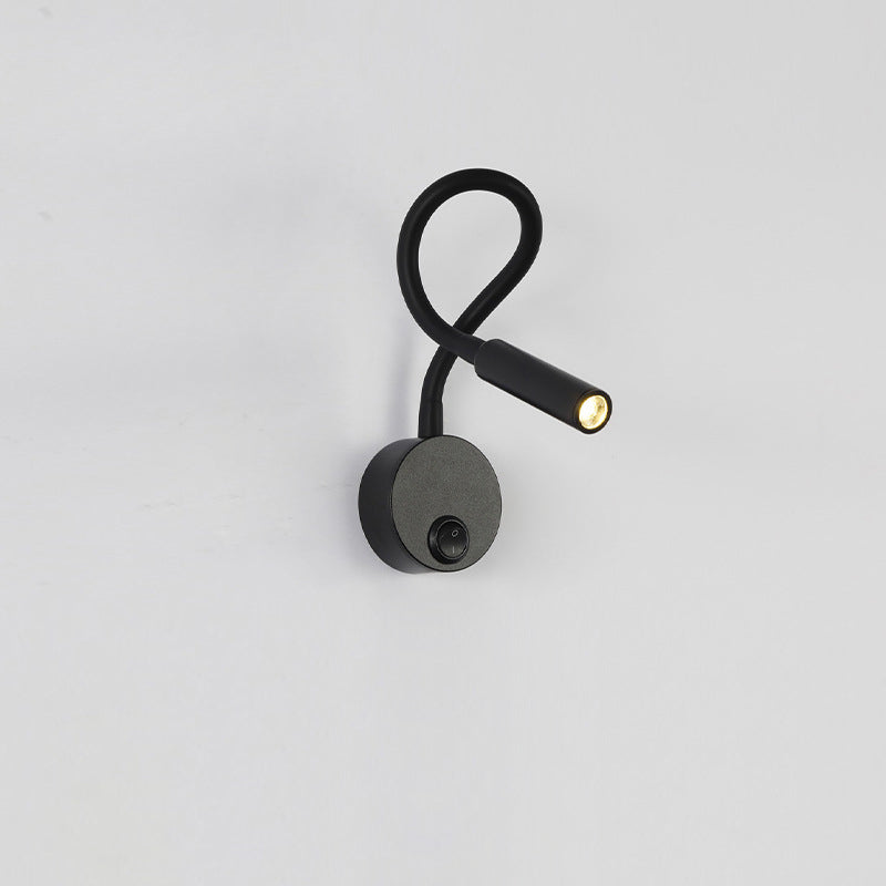 Lisslune | Modern Minimalist Iron Round Flexible Bend Tube LED Reading Lamp Wall Sconce Lamp for Bedroom