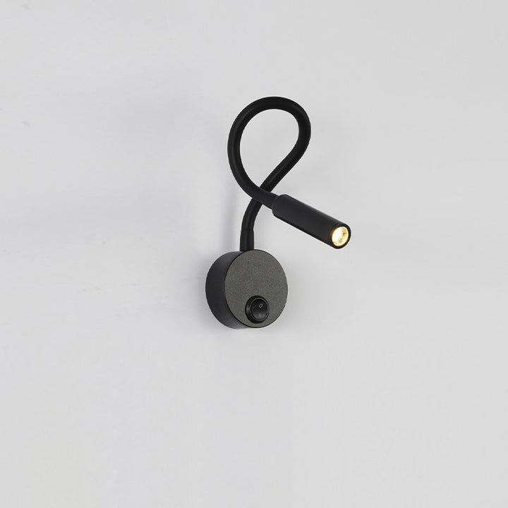 Lisslune | Modern Minimalist Iron Round Flexible Bend Tube LED Reading Lamp Wall Sconce Lamp for Bedroom