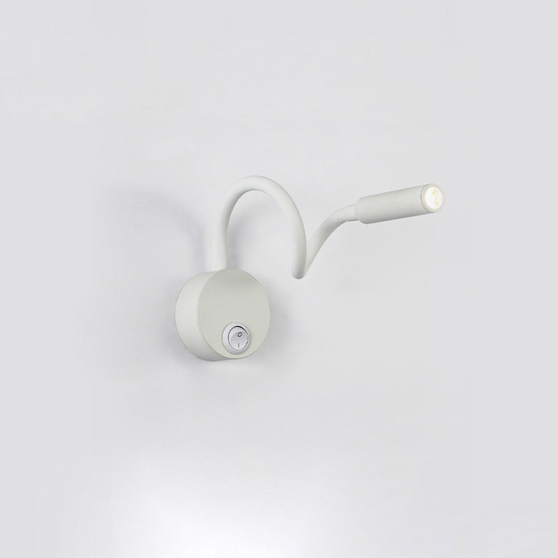 Lisslune | Modern Minimalist Iron Round Flexible Bend Tube LED Reading Lamp Wall Sconce Lamp for Bedroom