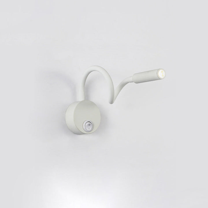 Lisslune | Modern Minimalist Iron Round Flexible Bend Tube LED Reading Lamp Wall Sconce Lamp for Bedroom