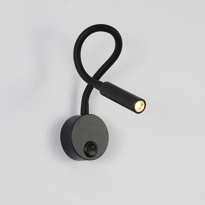 Lisslune | Modern Minimalist Iron Round Flexible Bend Tube LED Reading Lamp Wall Sconce Lamp for Bedroom