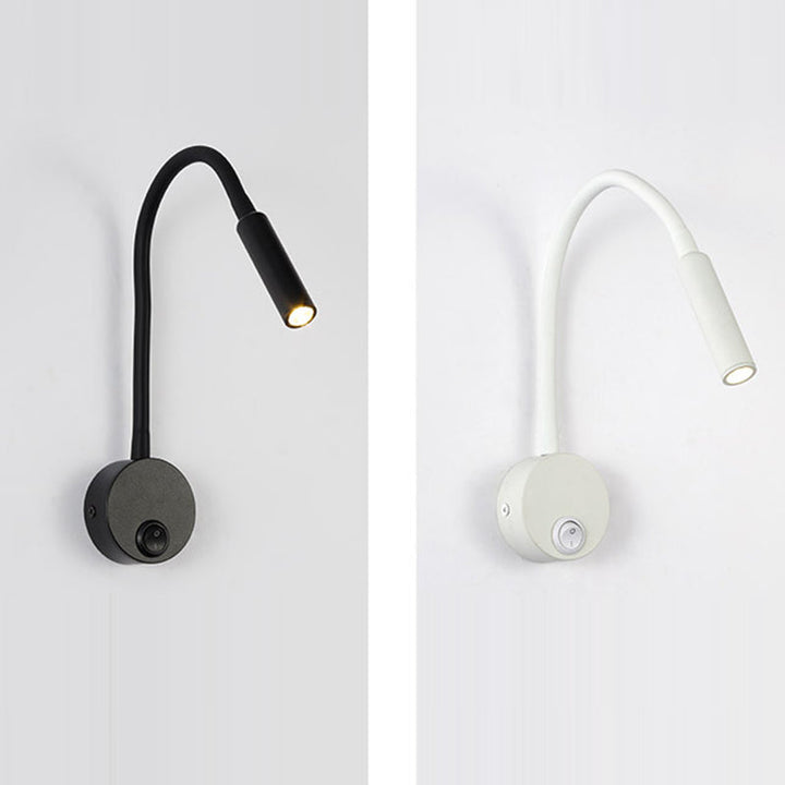 Lisslune | Modern Minimalist Iron Round Flexible Bend Tube LED Reading Lamp Wall Sconce Lamp for Bedroom