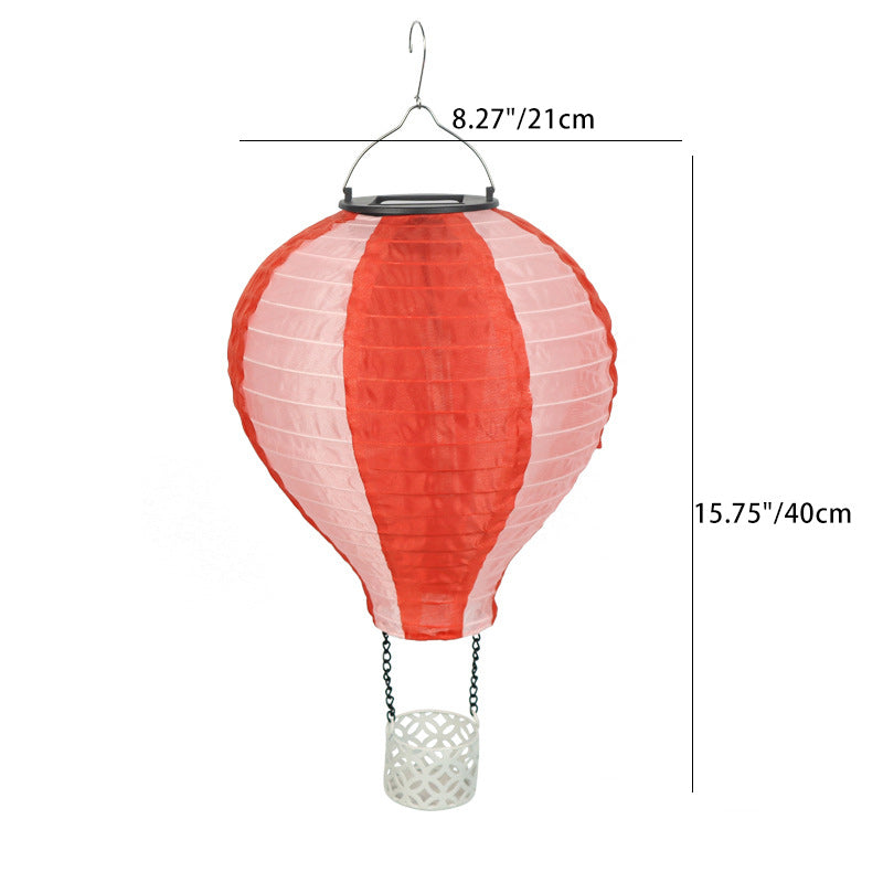 Lisslune | Contemporary Creative Solar Hot Air Balloon Fabric Shade LED Outdoor Pendant Light for Terrace Outside