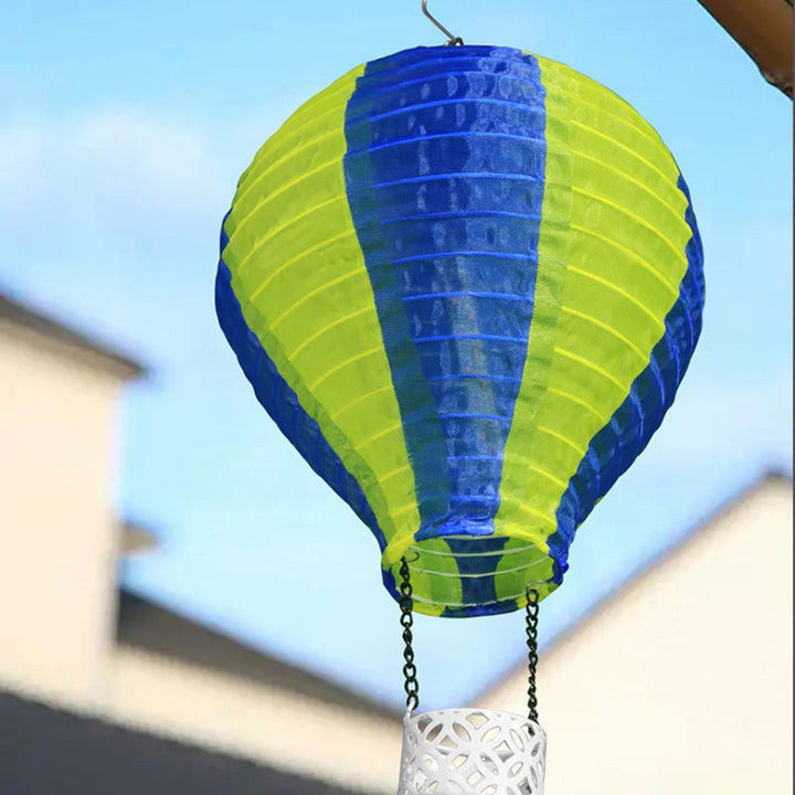 Lisslune | Contemporary Creative Solar Hot Air Balloon Fabric Shade LED Outdoor Pendant Light for Terrace Outside