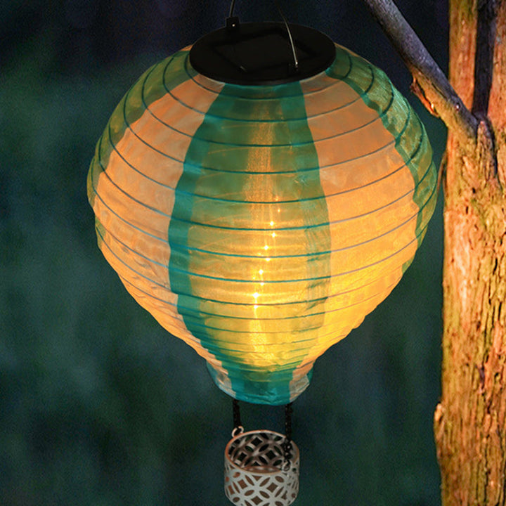Lisslune | Contemporary Creative Solar Hot Air Balloon Fabric Shade LED Outdoor Pendant Light for Terrace Outside