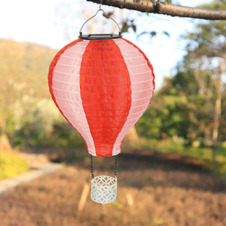 Lisslune | Contemporary Creative Solar Hot Air Balloon Fabric Shade LED Outdoor Pendant Light for Terrace Outside