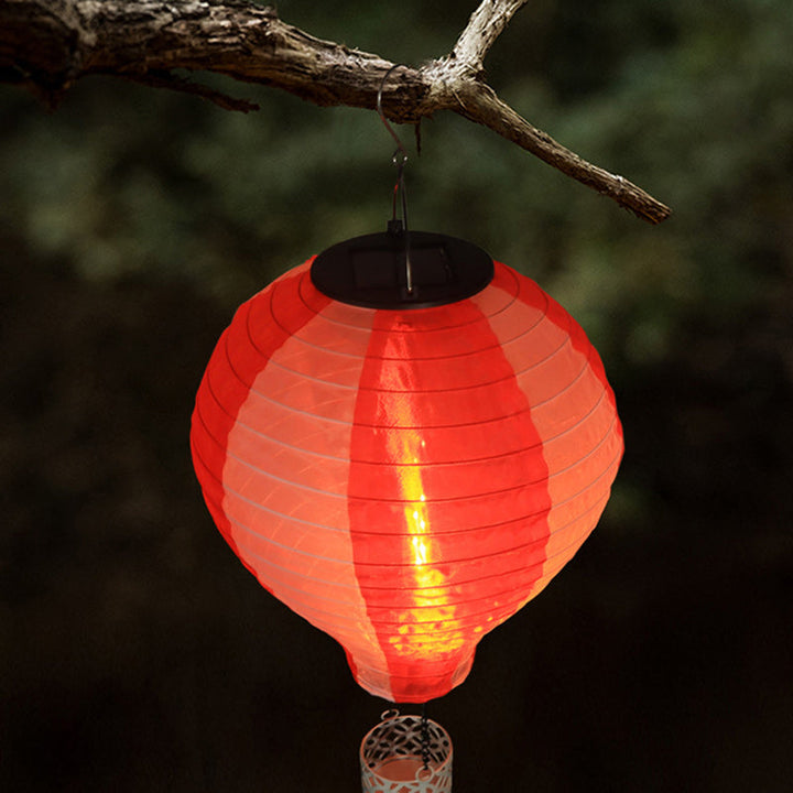 Lisslune | Contemporary Creative Solar Hot Air Balloon Fabric Shade LED Outdoor Pendant Light for Terrace Outside