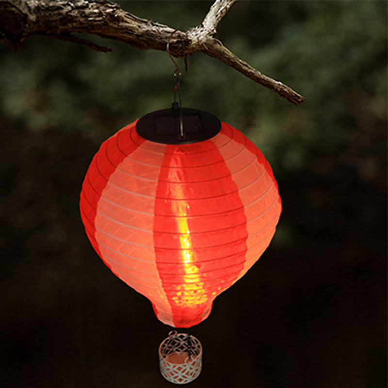 Lisslune | Contemporary Creative Solar Hot Air Balloon Fabric Shade LED Outdoor Pendant Light for Terrace Outside