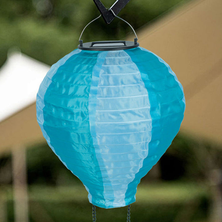 Lisslune | Contemporary Creative Solar Hot Air Balloon Fabric Shade LED Outdoor Pendant Light for Terrace Outside