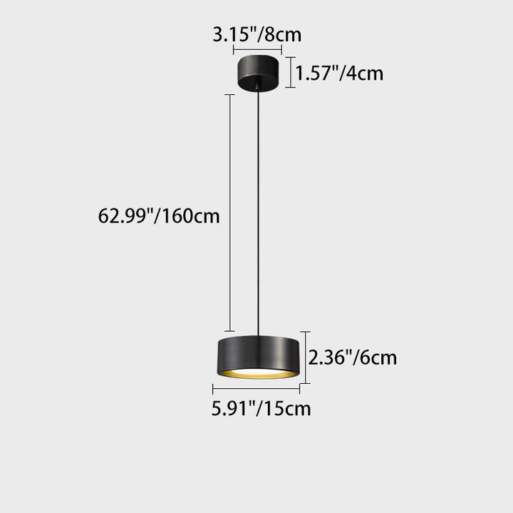 Lisslune | Minimalistic Round Cylinder Iron LED Pendant Light for Bedroom