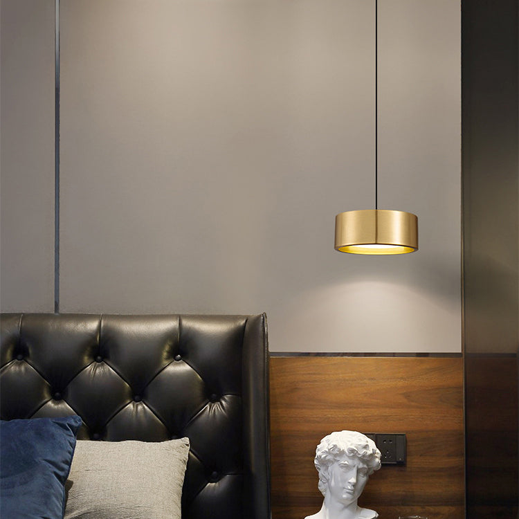 Lisslune | Minimalistic Round Cylinder Iron LED Pendant Light for Bedroom