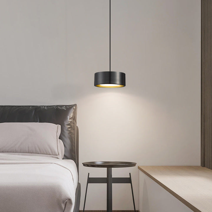 Lisslune | Minimalistic Round Cylinder Iron LED Pendant Light for Bedroom