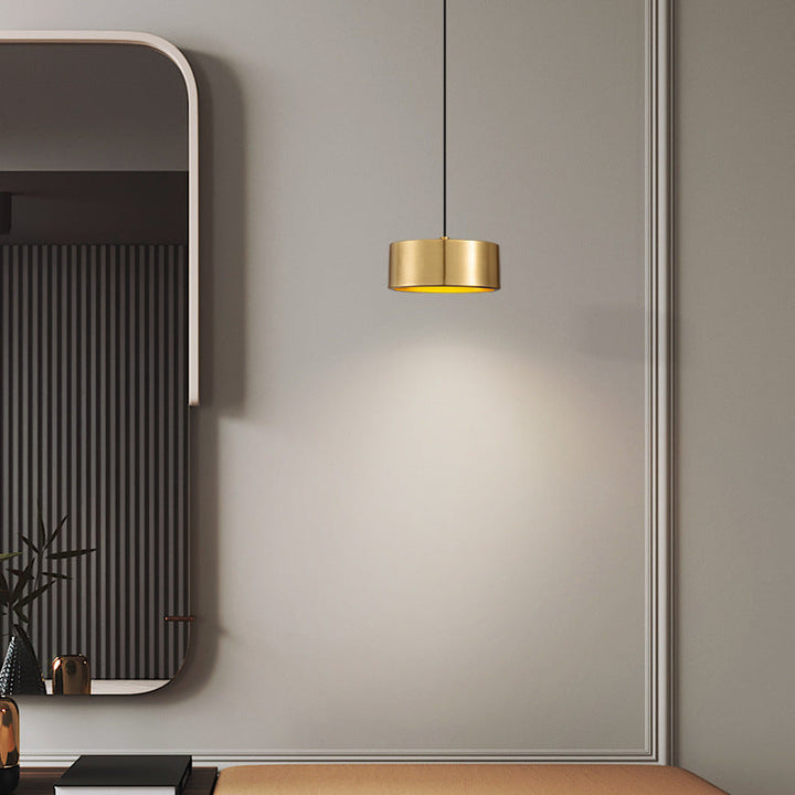 Lisslune | Minimalistic Round Cylinder Iron LED Pendant Light for Bedroom