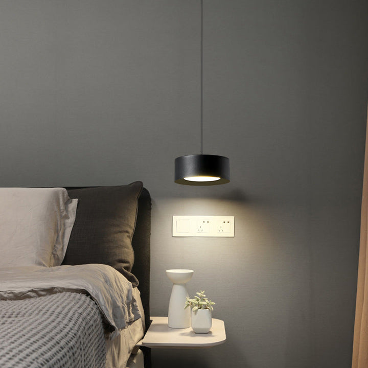 Lisslune | Minimalistic Round Cylinder Iron LED Pendant Light for Bedroom