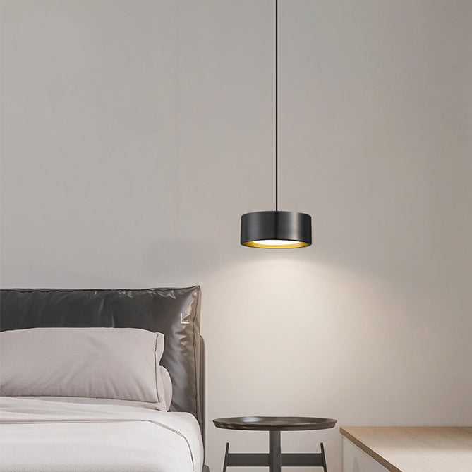 Lisslune | Minimalistic Round Cylinder Iron LED Pendant Light for Bedroom