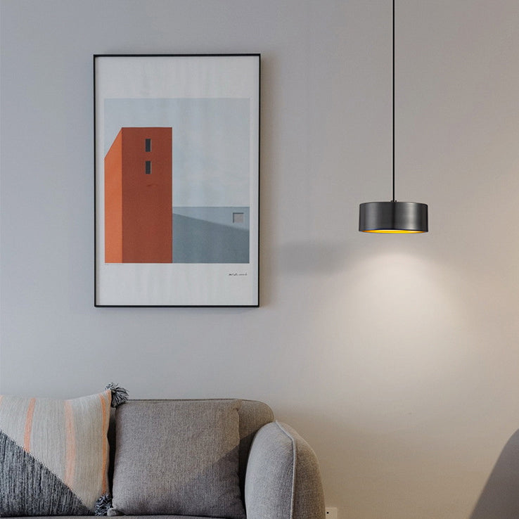 Lisslune | Minimalistic Round Cylinder Iron LED Pendant Light for Bedroom