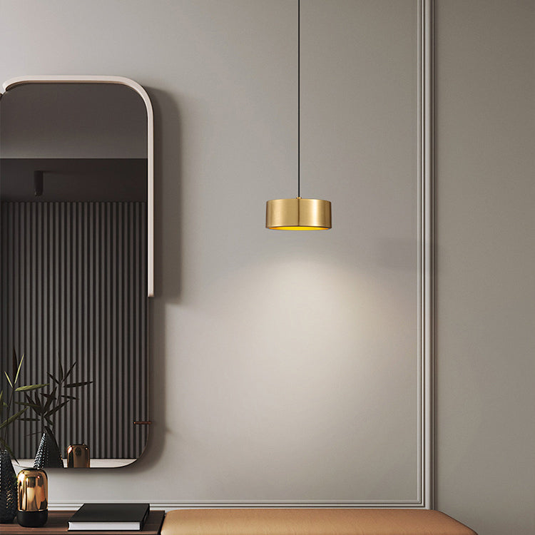 Lisslune | Minimalistic Round Cylinder Iron LED Pendant Light for Bedroom