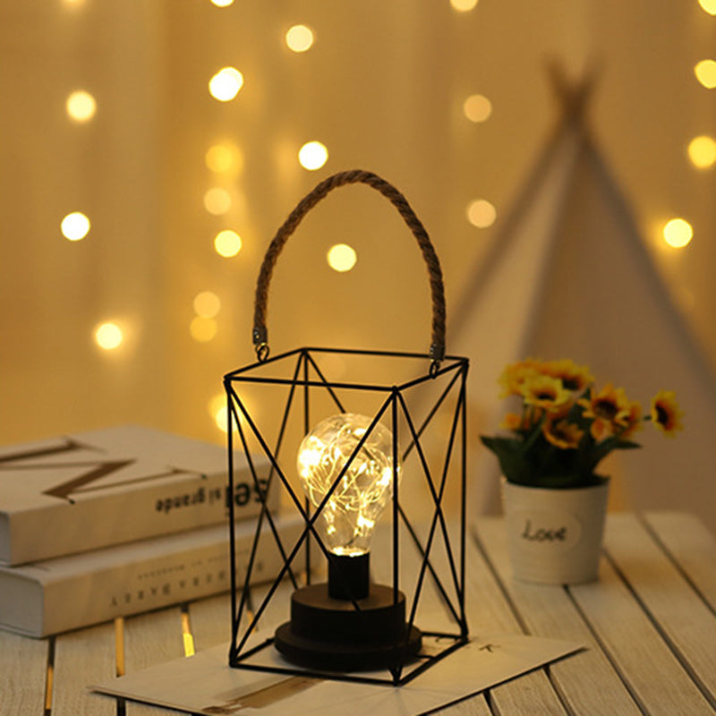 Lisslune | Modern Minimalist Vertical Striped Square Round Iron LED Table Lamp For Living Room