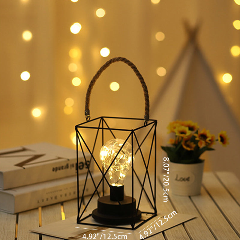 Lisslune | Modern Minimalist Vertical Striped Square Round Iron LED Table Lamp For Living Room