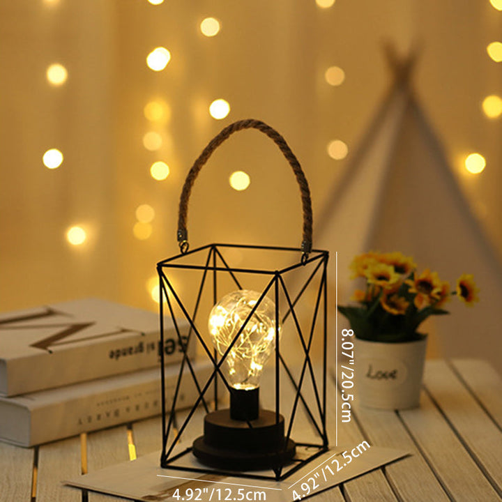 Lisslune | Modern Minimalist Vertical Striped Square Round Iron LED Table Lamp For Living Room
