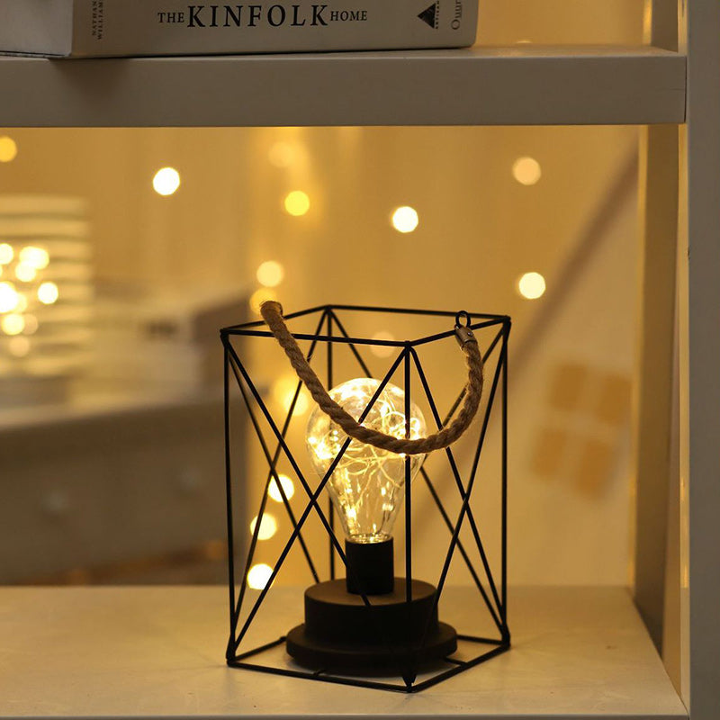 Lisslune | Modern Minimalist Vertical Striped Square Round Iron LED Table Lamp For Living Room
