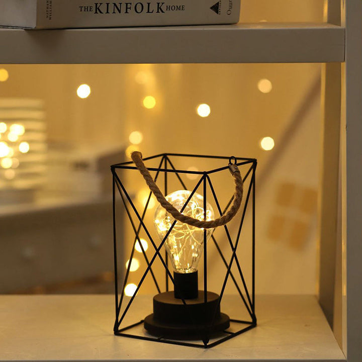 Lisslune | Modern Minimalist Vertical Striped Square Round Iron LED Table Lamp For Living Room
