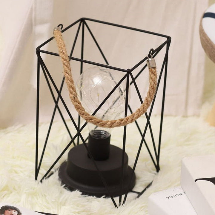 Lisslune | Modern Minimalist Vertical Striped Square Round Iron LED Table Lamp For Living Room