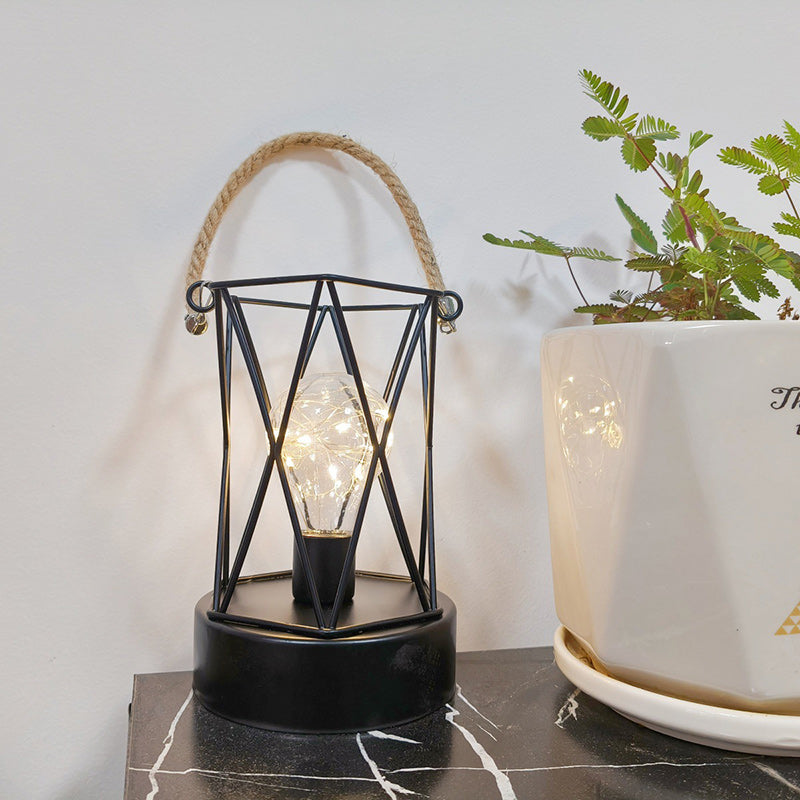 Lisslune | Modern Minimalist Vertical Striped Square Round Iron LED Table Lamp For Living Room