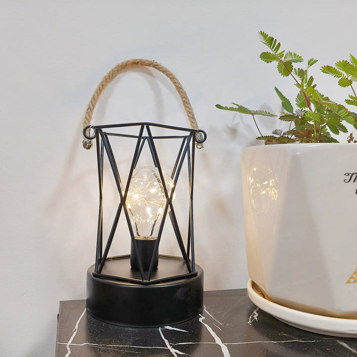 Lisslune | Modern Minimalist Vertical Striped Square Round Iron LED Table Lamp For Living Room