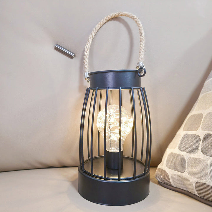 Lisslune | Modern Minimalist Vertical Striped Square Round Iron LED Table Lamp For Living Room