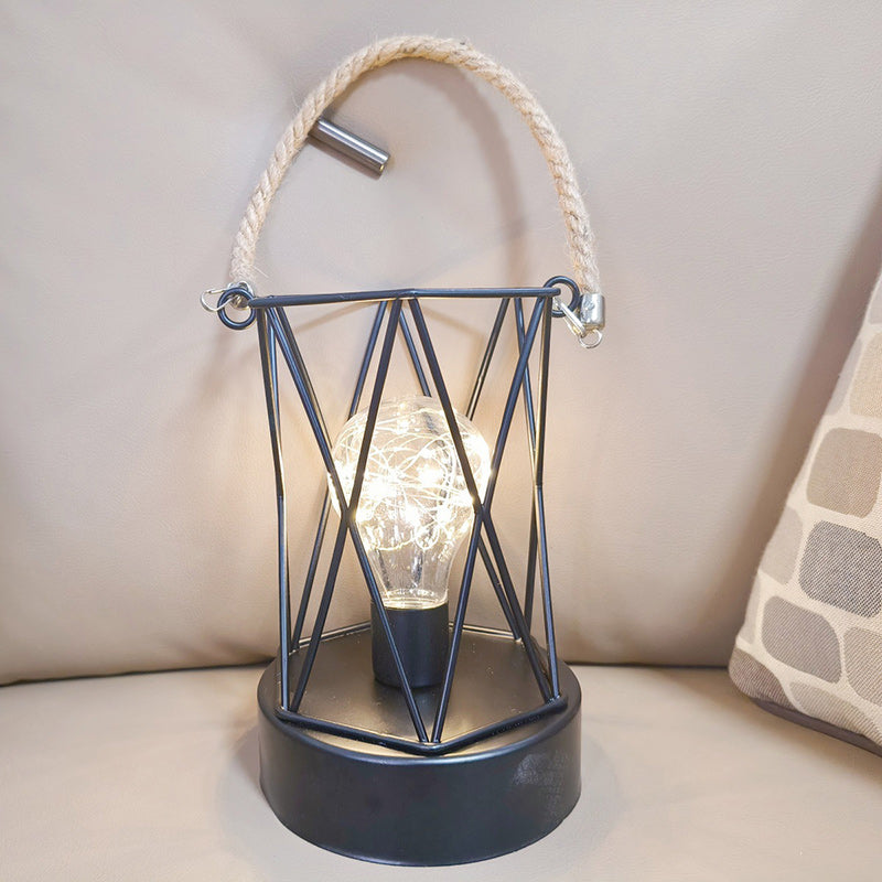 Lisslune | Modern Minimalist Vertical Striped Square Round Iron LED Table Lamp For Living Room