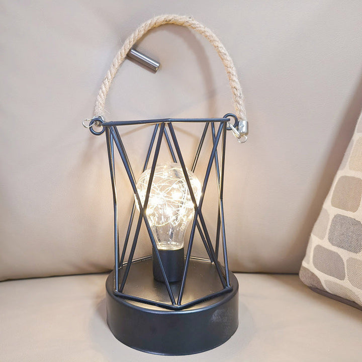Lisslune | Modern Minimalist Vertical Striped Square Round Iron LED Table Lamp For Living Room