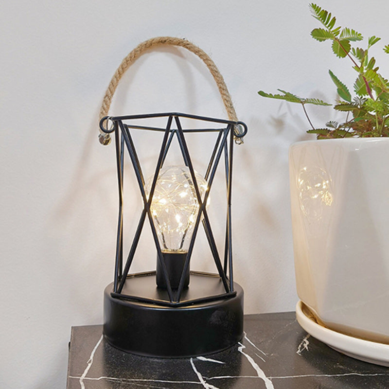 Lisslune | Modern Minimalist Vertical Striped Square Round Iron LED Table Lamp For Living Room