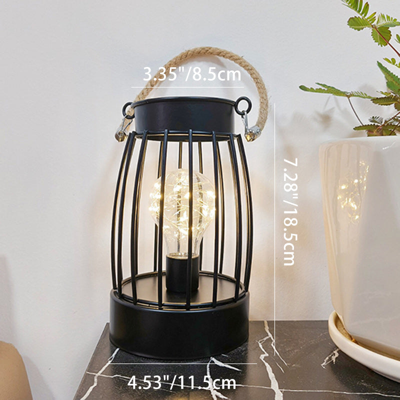 Lisslune | Modern Minimalist Vertical Striped Square Round Iron LED Table Lamp For Living Room