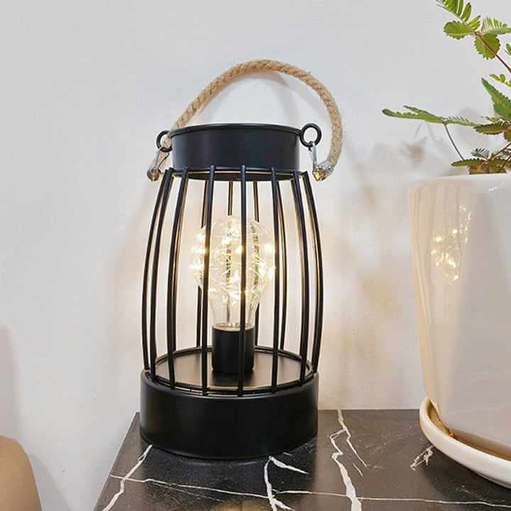 Lisslune | Modern Minimalist Vertical Striped Square Round Iron LED Table Lamp For Living Room