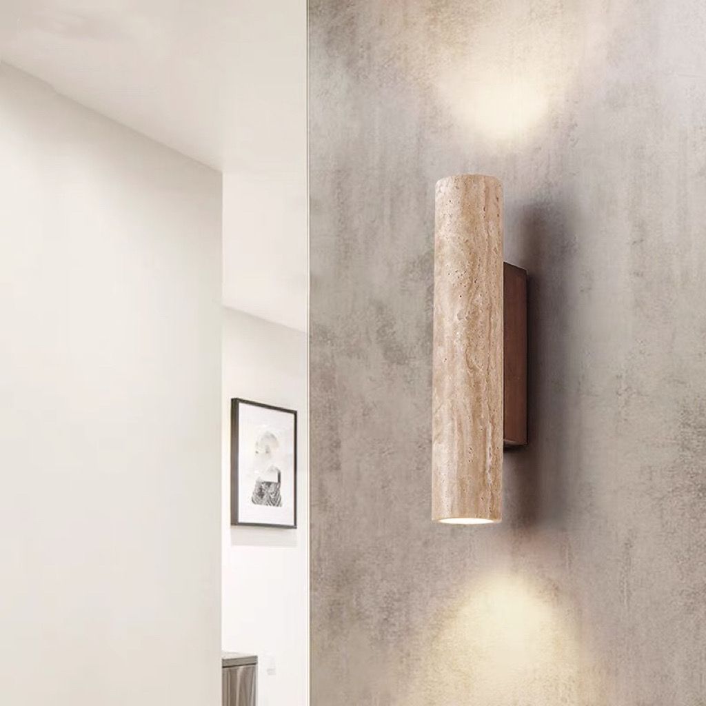 Lisslune | Nordivea Travertine Wall Light | Scandinavian Design | 2-Light | Wood & Travertine