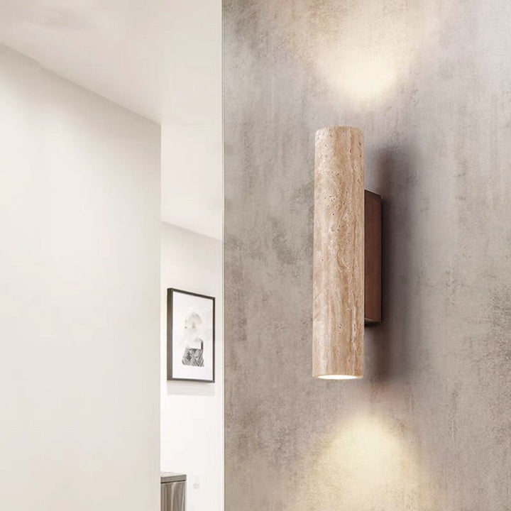 Lisslune | Nordivea Travertine Wall Light | Scandinavian Design | 2-Light | Wood & Travertine