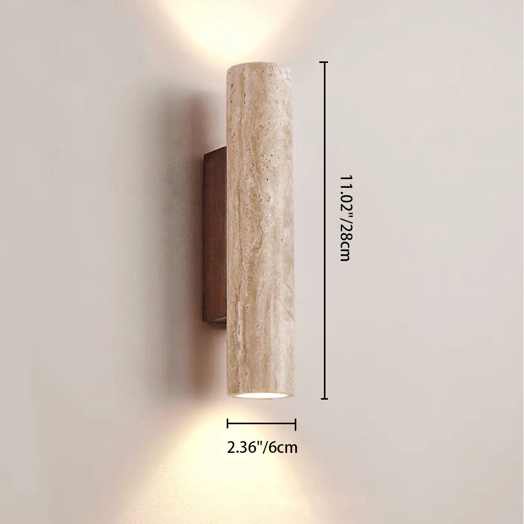 Lisslune | Nordivea Travertine Wall Light | Scandinavian Design | 2-Light | Wood & Travertine