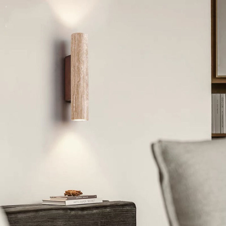 Lisslune | Nordivea Travertine Wall Light | Scandinavian Design | 2-Light | Wood & Travertine
