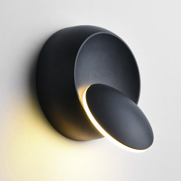 Lisslune | Contemporary Nordic Iron Round Eclipse Rotatable LED Wall Light for Nightstand