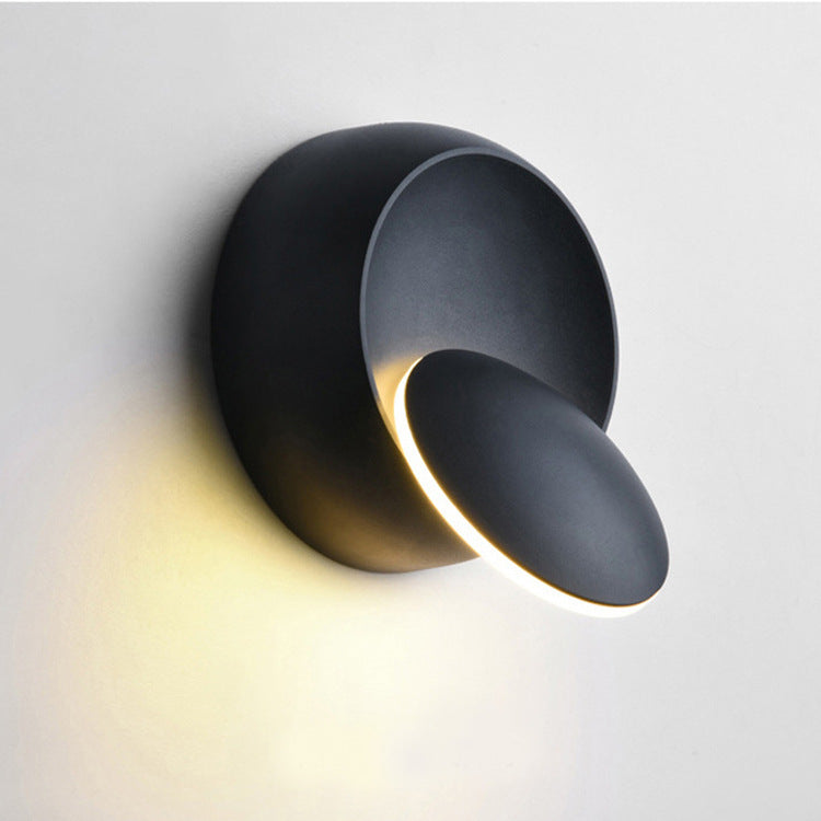 Lisslune | Contemporary Nordic Iron Round Eclipse Rotatable LED Wall Light for Nightstand