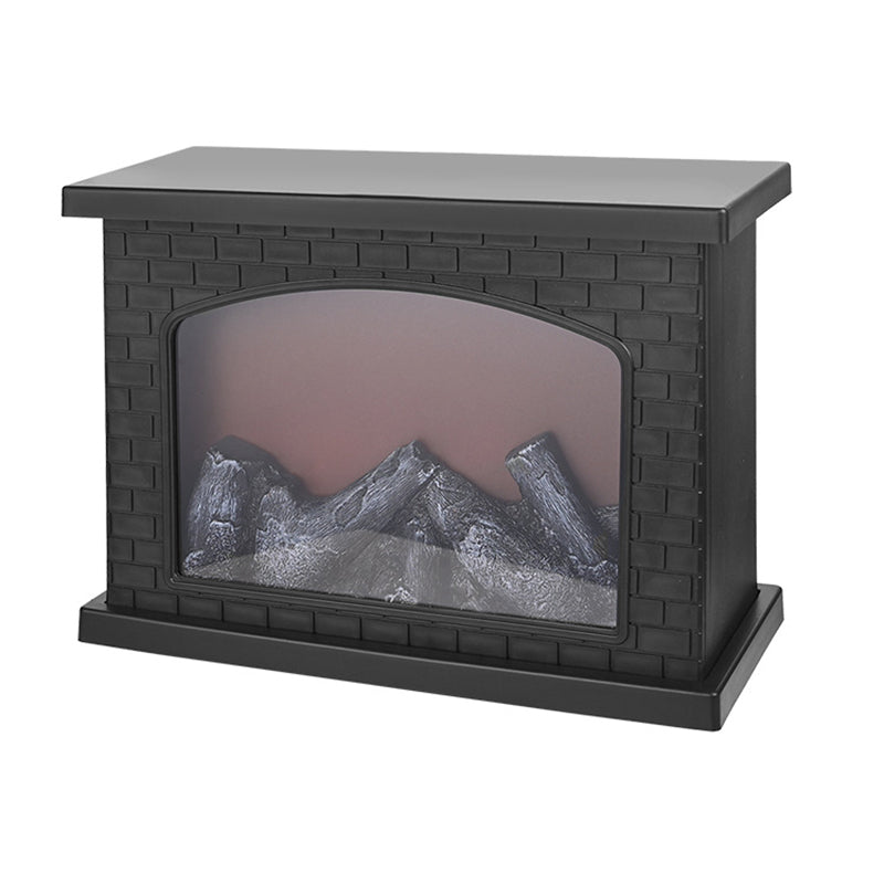 Lisslune | Contemporary Retro ABS Simulated Flame Fireplace Round Battery Rectangular LED Table Lamp For Living Room