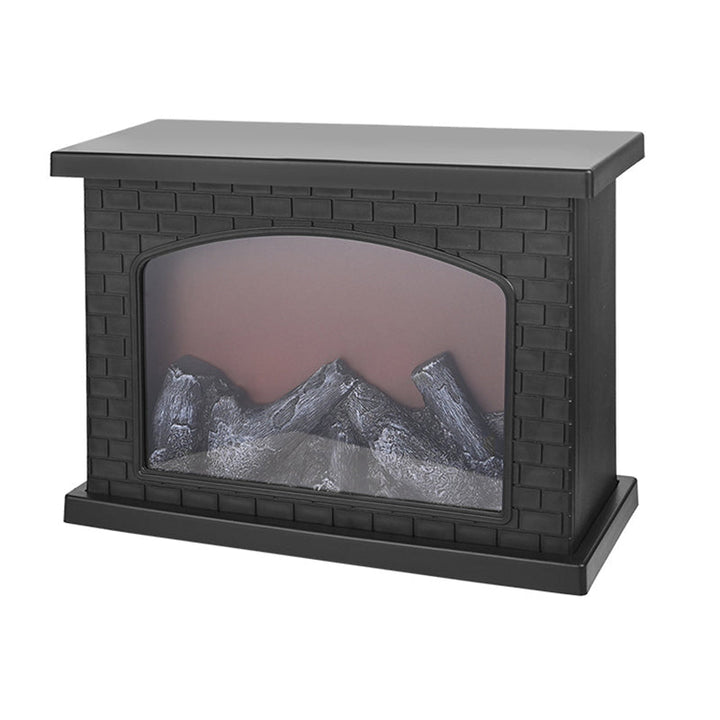 Lisslune | Contemporary Retro ABS Simulated Flame Fireplace Round Battery Rectangular LED Table Lamp For Living Room