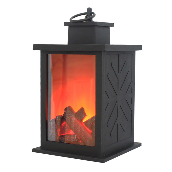 Lisslune | Contemporary Retro ABS Simulated Flame Fireplace Round Battery Rectangular LED Table Lamp For Living Room