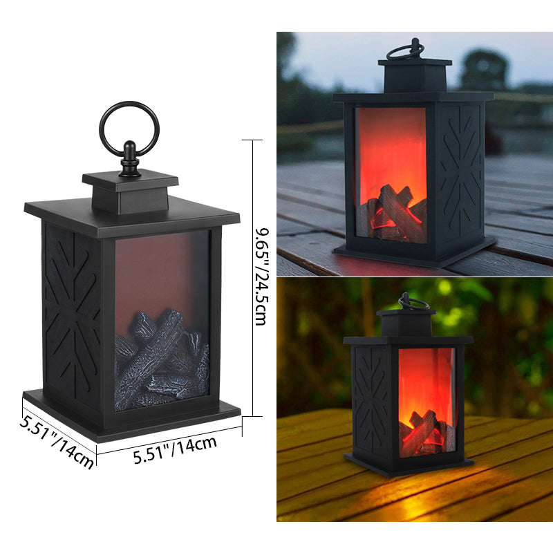 Lisslune | Contemporary Retro ABS Simulated Flame Fireplace Round Battery Rectangular LED Table Lamp For Living Room